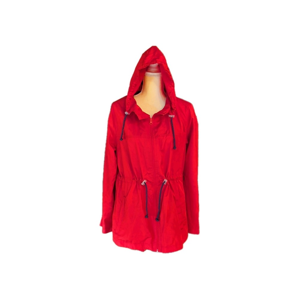 Weather Tamer Women's Parka In A Pocket Size L Red Rain/Wind Jacket Nylon‎ Shell